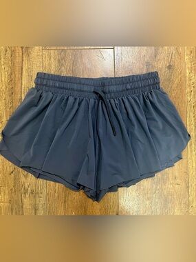 Women's Dark Gray Ruffled Active Shorts
